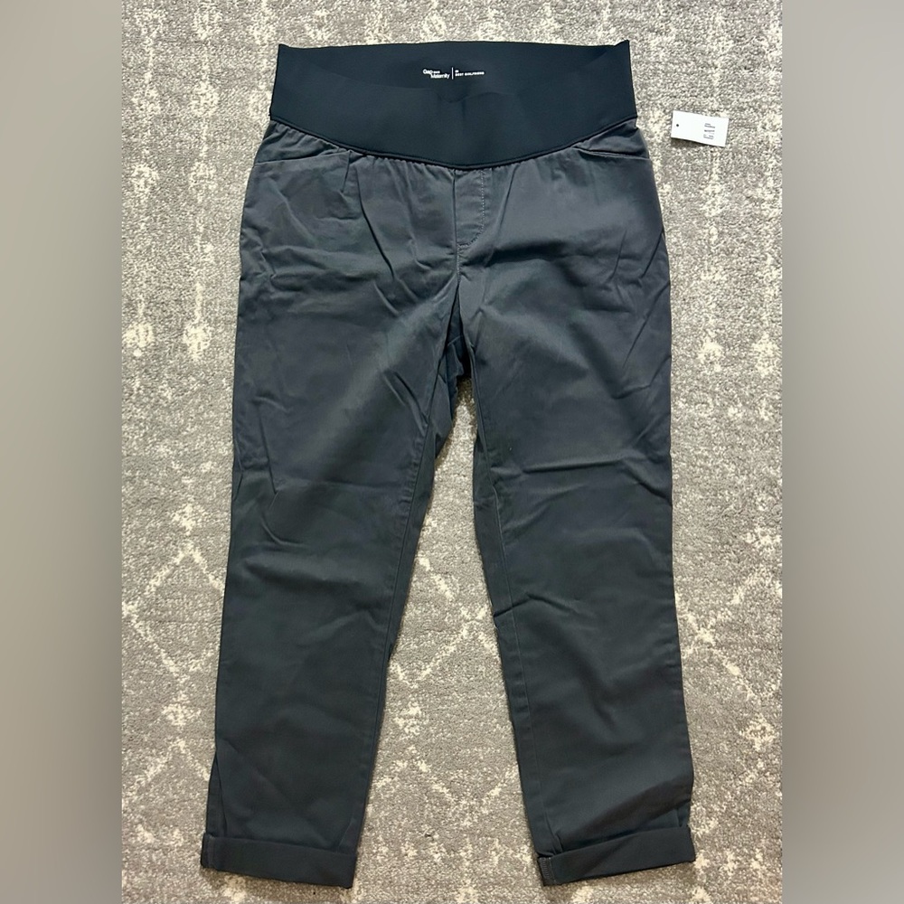 GAP Best Girlfriend Maternity Women's Dark Gray Chinos Size 6 Elastic Waist NWT